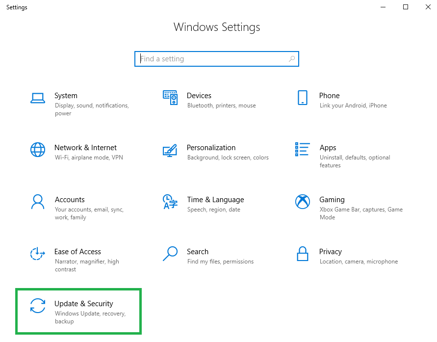 windows settings