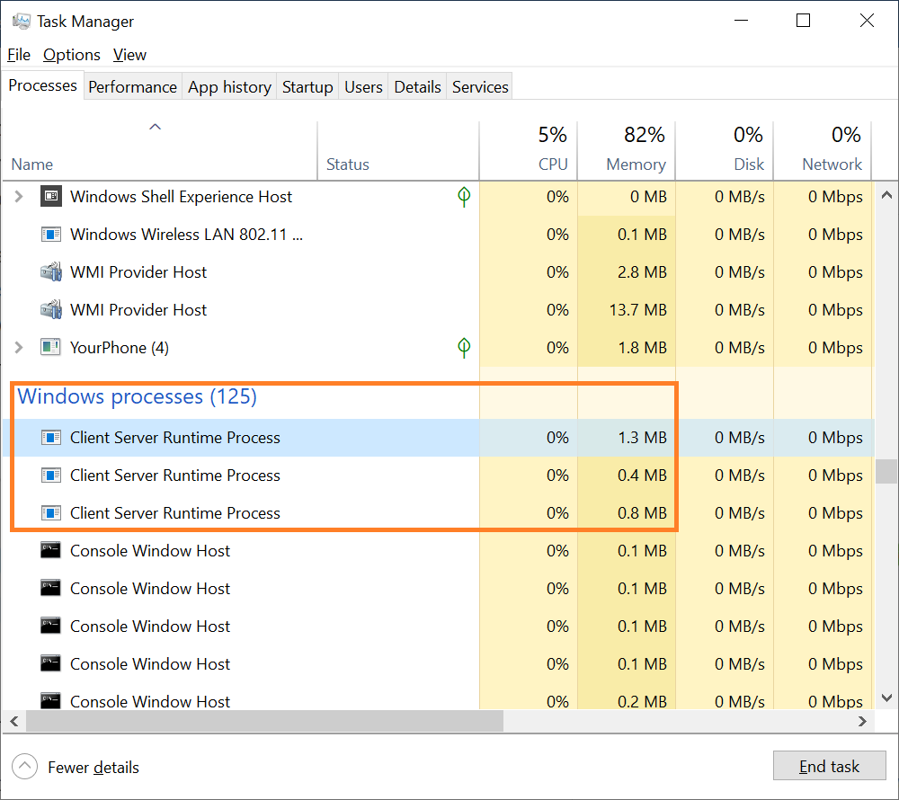 csrss.exe CPU usage