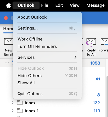 Outlook settings