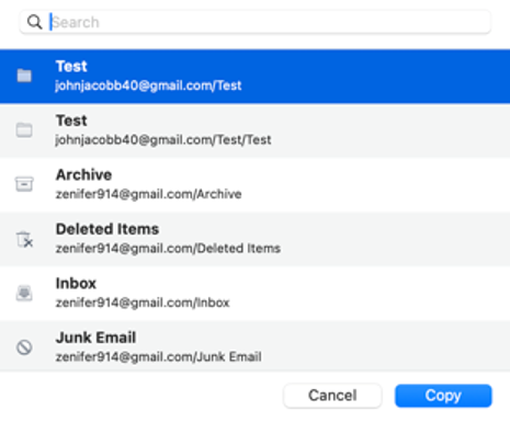 copy to new folder - Import OLM files